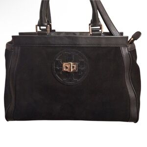 Tory Burch Gloria suede and leather two way satchel bag